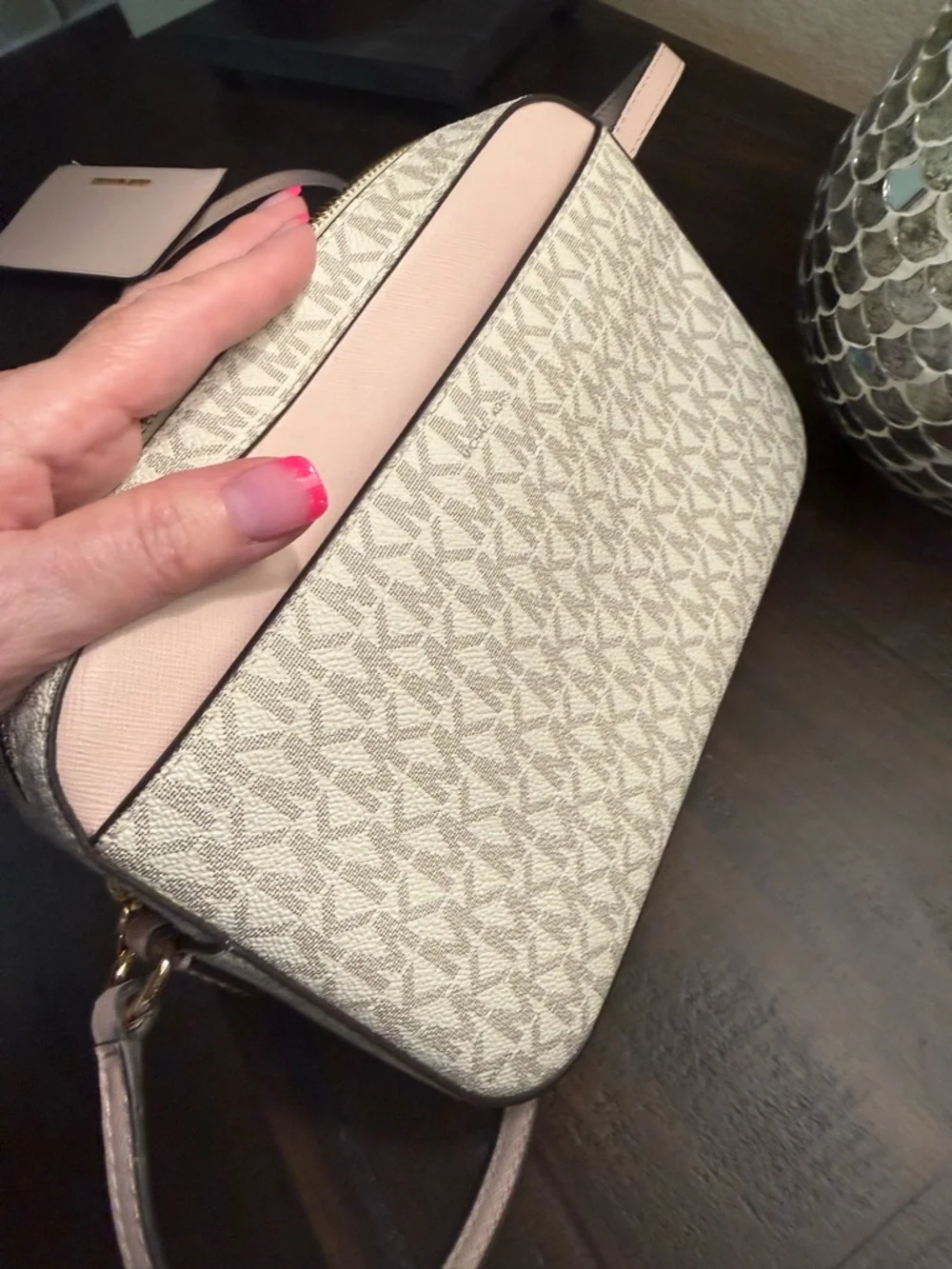 Michael Kors Pink and Cream Jet Set Crossbody w Cardholder Wallet - Picture 9 of 13